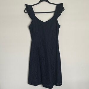 NEW without tags Monteau Navy Lace Midi Dress with Ruffled Straps